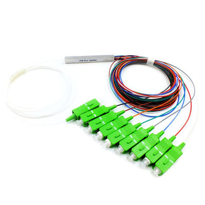 1×8 Fiber PLC Splitter Single Mode Blockless PLC Fiber Optic Coupler with 1260~1650nm Wavelength