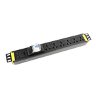 1U 6 way Cabinet PDU with Earth Leakage protection 250V, 16A Universal