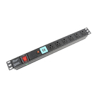 1U 6 Way Cabinet PDU With Switch And Overload Protection And USB 125V 15A UL