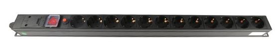1U Thickness 12 Way Cabinet PDU with Overload Protection and Switch for Data Centers 250V 16A