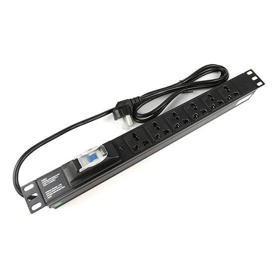 1U 6 way Cabinet PDU with Power Light and 1P air circuit breaker 250V, 10A Universal