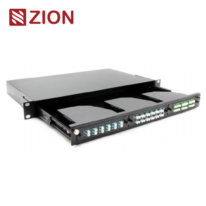 1U Rack Mountable MPO Patch Panel with 72 Fibers Capacity and Modular Design for High Density Data Centers