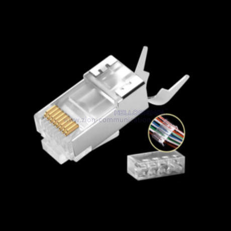 CAT7 Modular Plug RJ45 Connector with 1.30mm Insulation OD and FTP Fix Tail Clamp Phosphor Bronze Contact